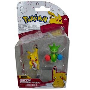 Pokemon Battle Figure 2022 Valentine's 2 Pack Pikachu‎ with Card & Roselia